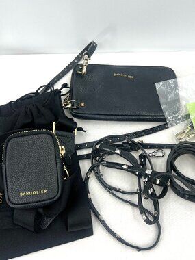 Bandolier Black Leather Bundle with Cross Body Pouch Coin Purse Extra Straps